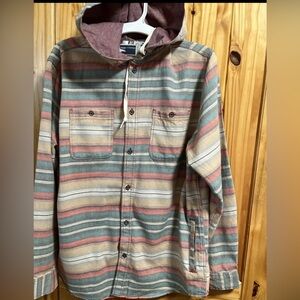 Modern Amusement Aztec Button Up Shirt Hoodie Mens Large Striped